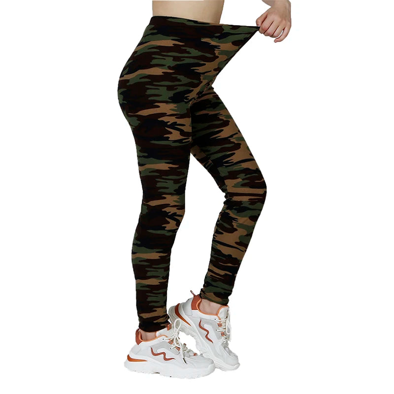 PD113 Spring and Autumn New Women's Sexy Pulling Underpants High Elastic Tight Camo Casual Vintage Pencil Pants