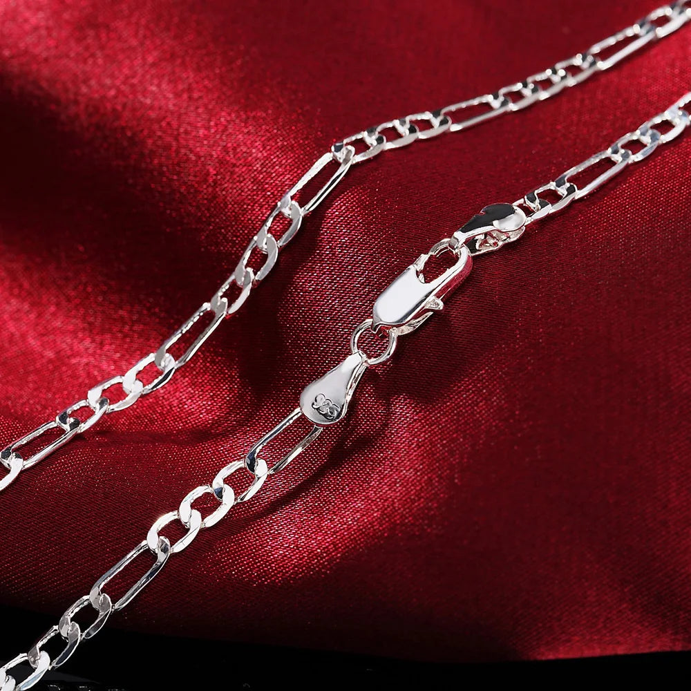 Nuovo arrivo Noble Catena in argento 925 da 4 mm per uomo e donna Bracciale Collana Set di gioielli