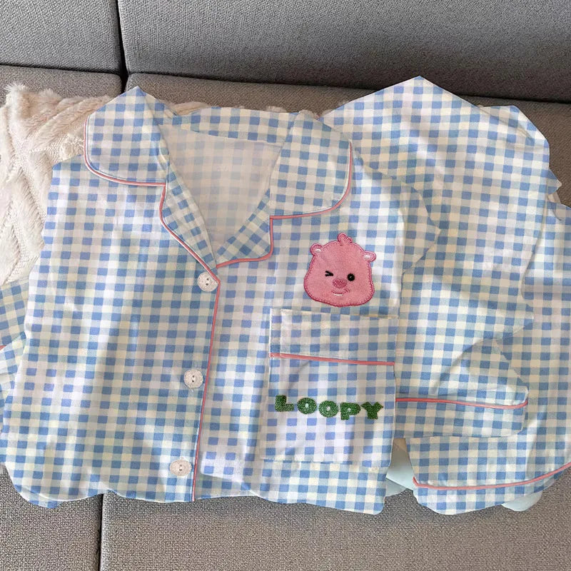 Spring and Autumn New Ladies Ins Pajamas Homewear Set Girls Simple Striped Long-Sleeved Student Underwear Pajamas Homewear Set