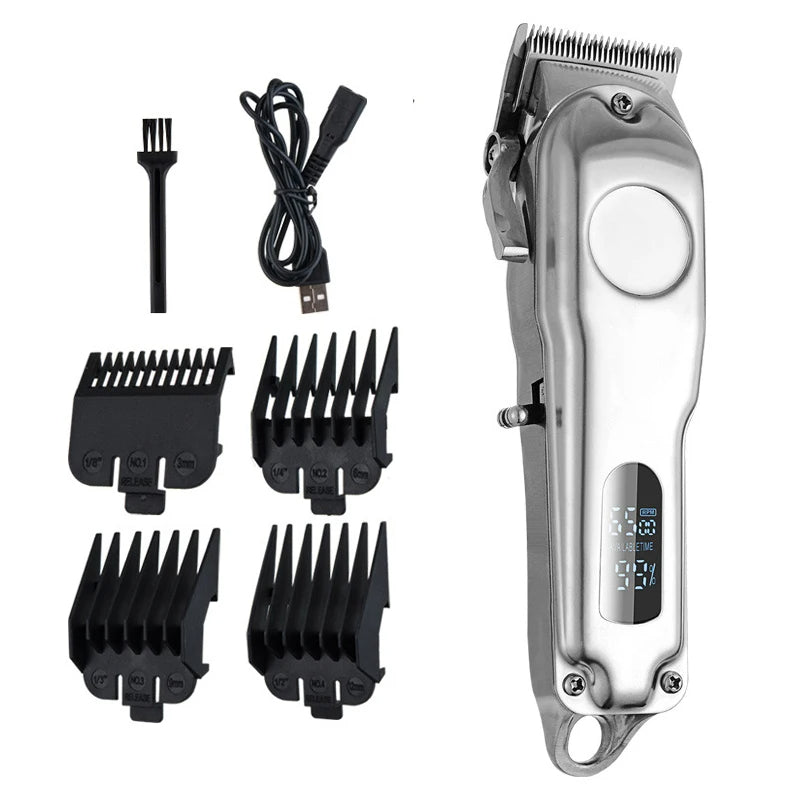 Tagliacapelli Professionale con 4 Testine e Spazzola/Professional Hair Clipper with 4 Heads and Brush