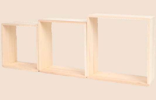 Mensole a cubo in legno-Beige-marrone/Wooden Cube Shelves - Beige/Brown