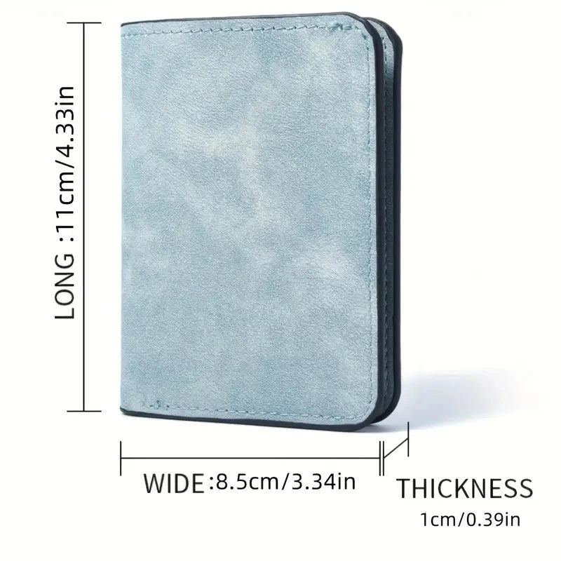 Wallet slim / Portafoglio sottile da uomo con più scomparti per carte e porta documenti - Elegante similpelle nera, design portatile