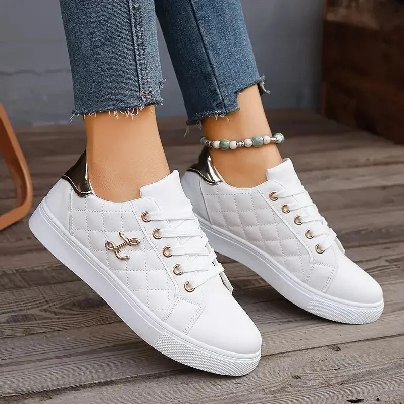 Sneakers da donna, scarpe estive alla moda traspiranti, sneakers da passeggio con suola morbida, sneakers casual da donna, sneakers bianche da donna