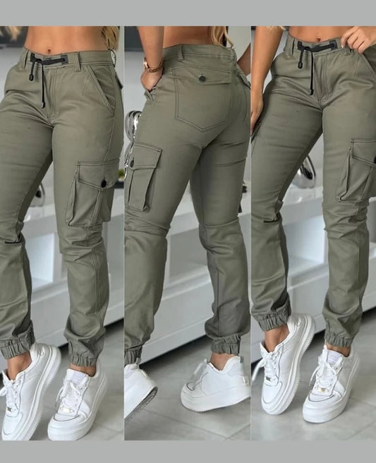 Fashion Workwear Pants Multiple Pockets Design Cuffed Cargo Pants Slim Fit Trousers 2024 Autumn New Casual Work Pants