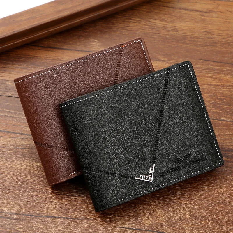 Wallet slim / Portafoglio sottile da uomo con ferma soldi, porta carte di credito, porta documenti, casual, in pelle, corto, porta carte multiuso, portafoglio bifold da uomo d'affari