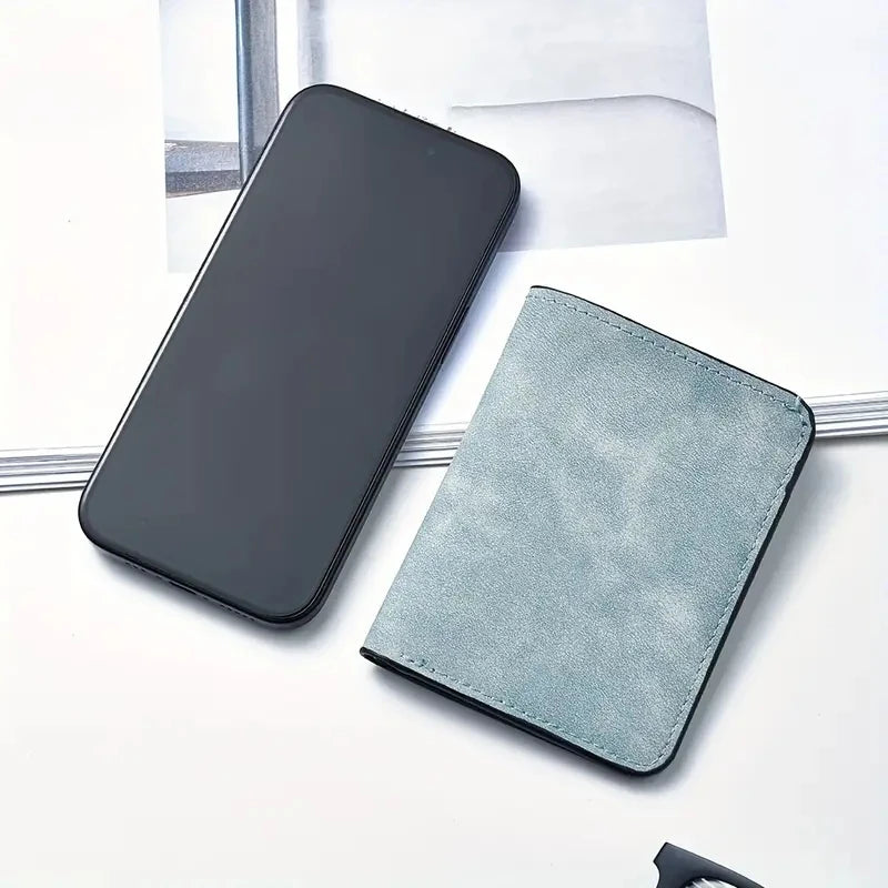 Wallet slim / Portafoglio sottile da uomo con più scomparti per carte e porta documenti - Elegante similpelle nera, design portatile