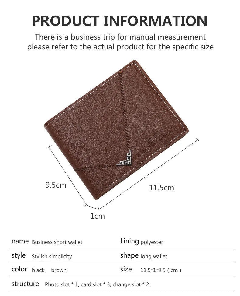 Wallet slim / Portafoglio sottile da uomo con ferma soldi, porta carte di credito, porta documenti, casual, in pelle, corto, porta carte multiuso, portafoglio bifold da uomo d'affari
