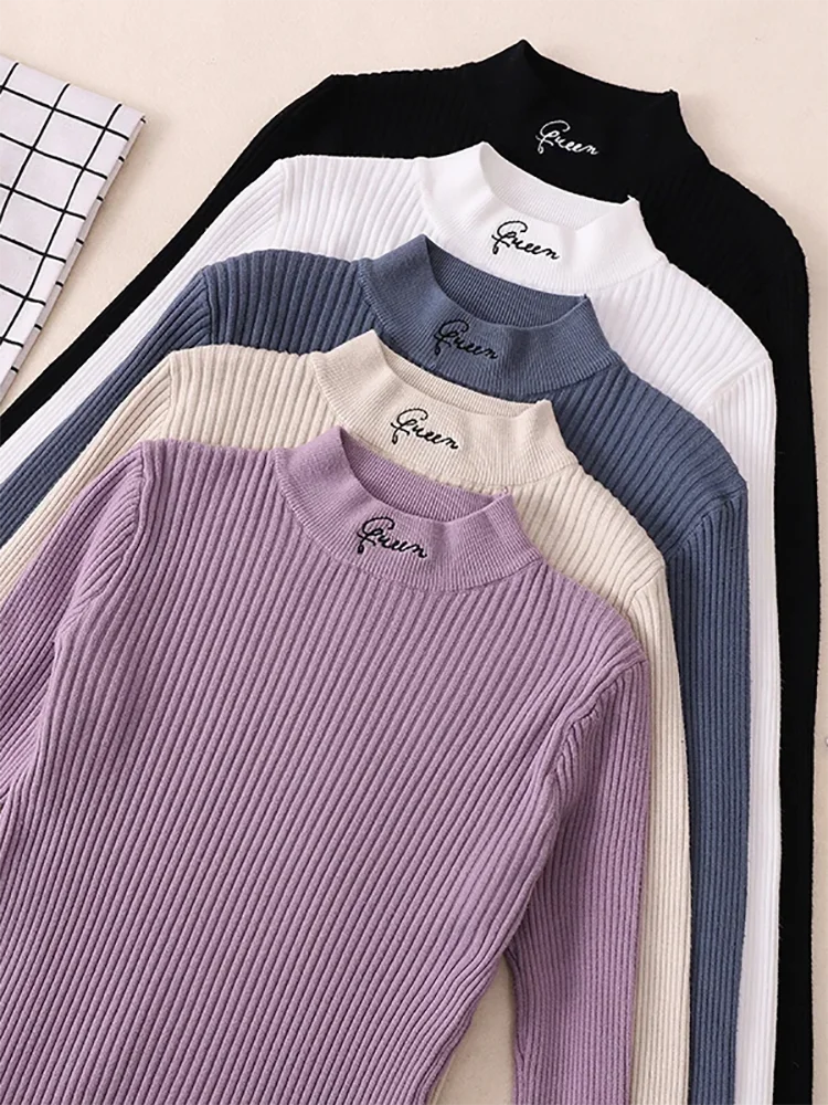 Turtleneck Thick Warm Women Autumn Winter Pullover Sweater High Elasticity Knitted Soft Jumper Long Sleeves Sweater Femme Top