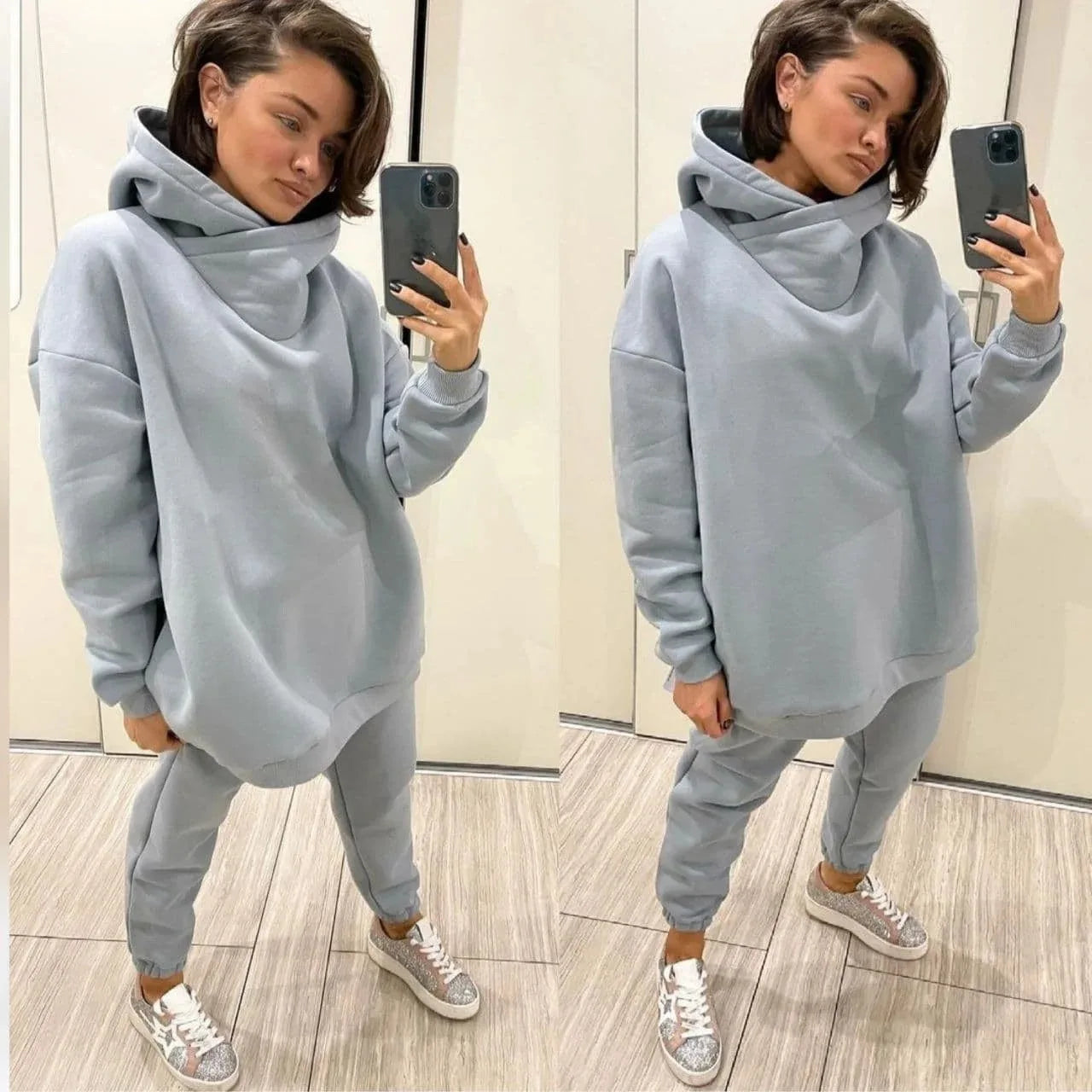 Fashion Women's Sweatshirt Two-piece Set Autumn Winter Casual Streetwear Loose Hoodie Sports Sweatpants Suit 2-piece Suit Woman