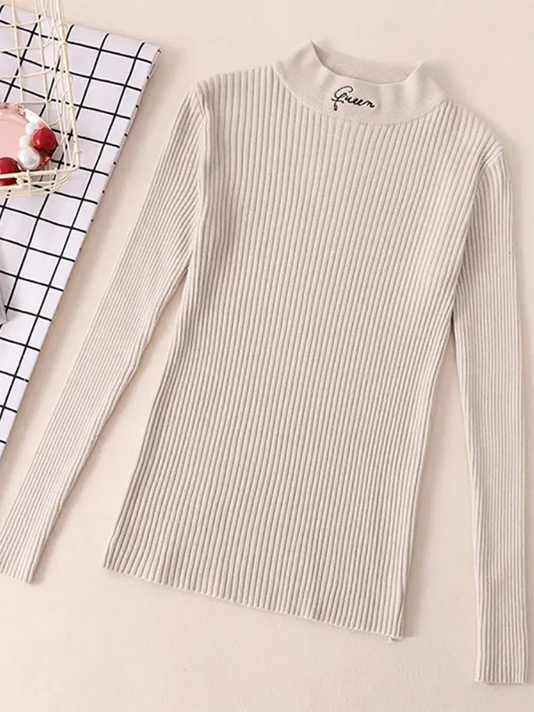 Turtleneck Thick Warm Women Autumn Winter Pullover Sweater High Elasticity Knitted Soft Jumper Long Sleeves Sweater Femme Top