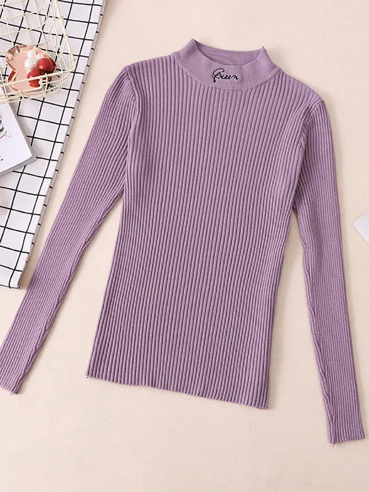 Turtleneck Thick Warm Women Autumn Winter Pullover Sweater High Elasticity Knitted Soft Jumper Long Sleeves Sweater Femme Top