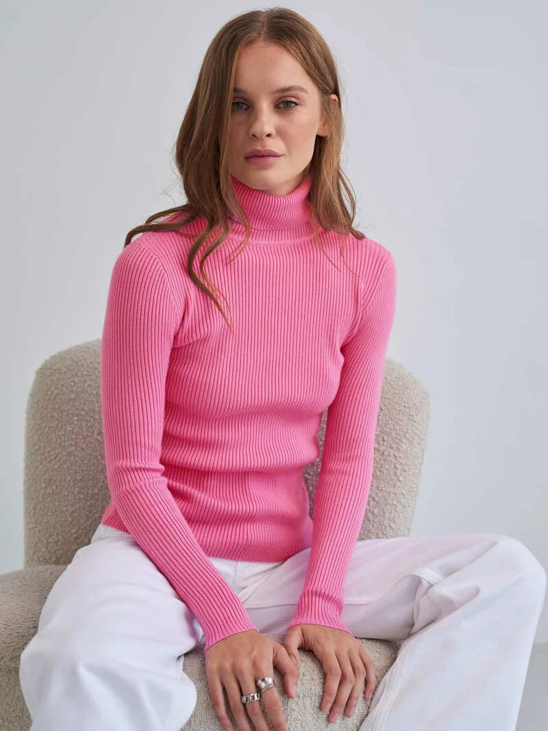 Maglione  donna 2024 Autunno Maglioni lavorati a maglia Maglioni a collo alto Slim Maglia inferiore Maglieria tinta unita Maglioni di base