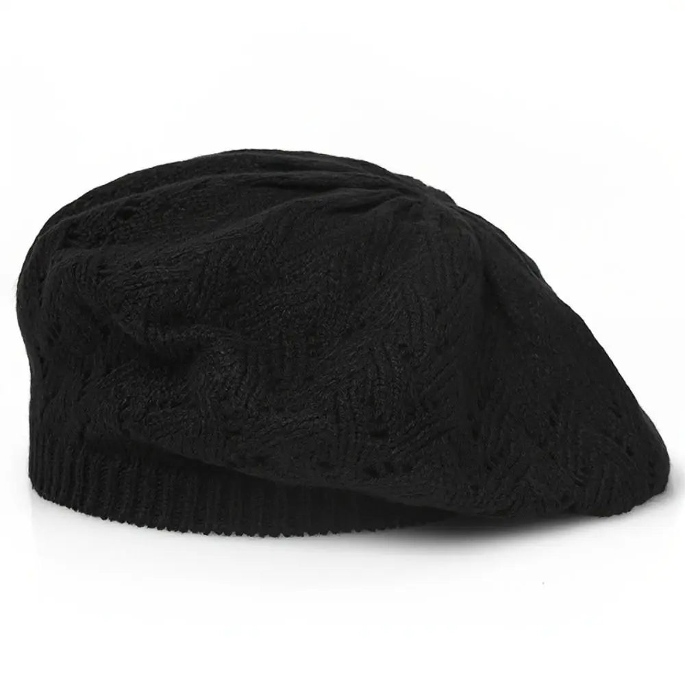 Travel Spring/Summer/Autumn Women Knit Beret Hat Plain Color Hollow French Artist Beanie Headband Thin Acrylic Berets Outdoor