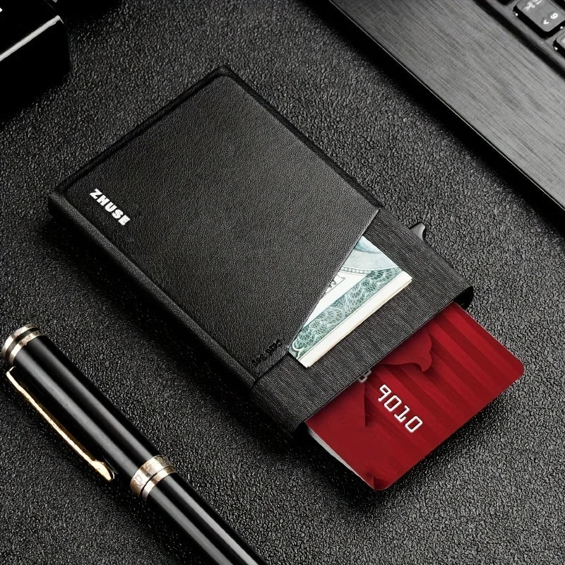 Wallet slim / Portafoglio sottile da uomo - Portafoglio da uomo minimalista con porta carte pop-up, blocco RFID e tasca per soldi, portafogli Stealth Wallet Gifts