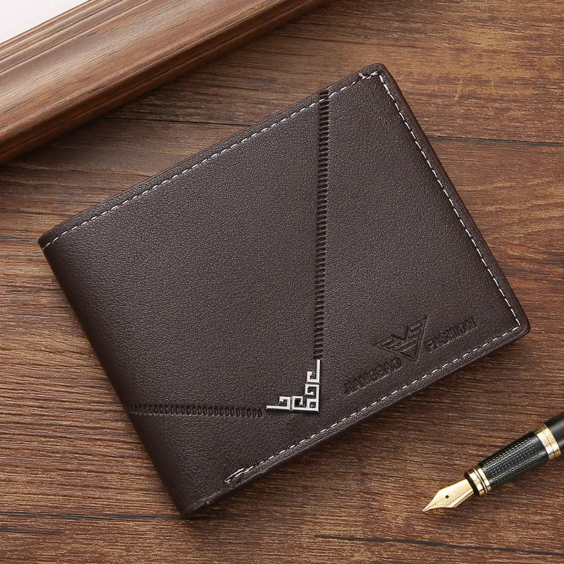 Wallet slim / Portafoglio sottile da uomo con ferma soldi, porta carte di credito, porta documenti, casual, in pelle, corto, porta carte multiuso, portafoglio bifold da uomo d'affari