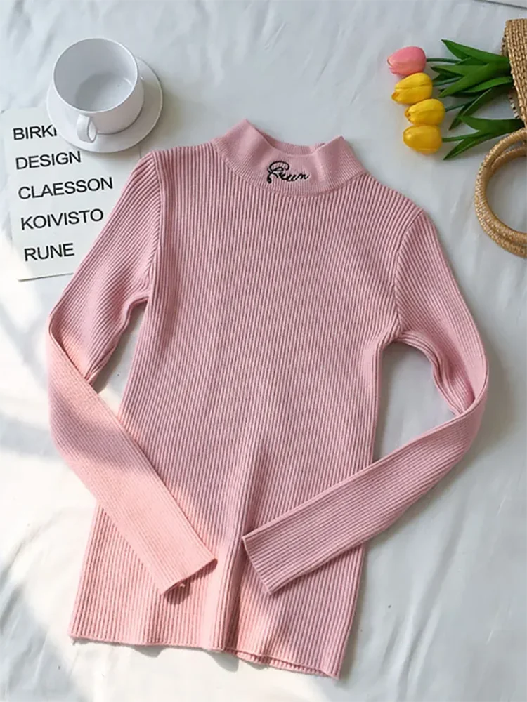 Turtleneck Thick Warm Women Autumn Winter Pullover Sweater High Elasticity Knitted Soft Jumper Long Sleeves Sweater Femme Top