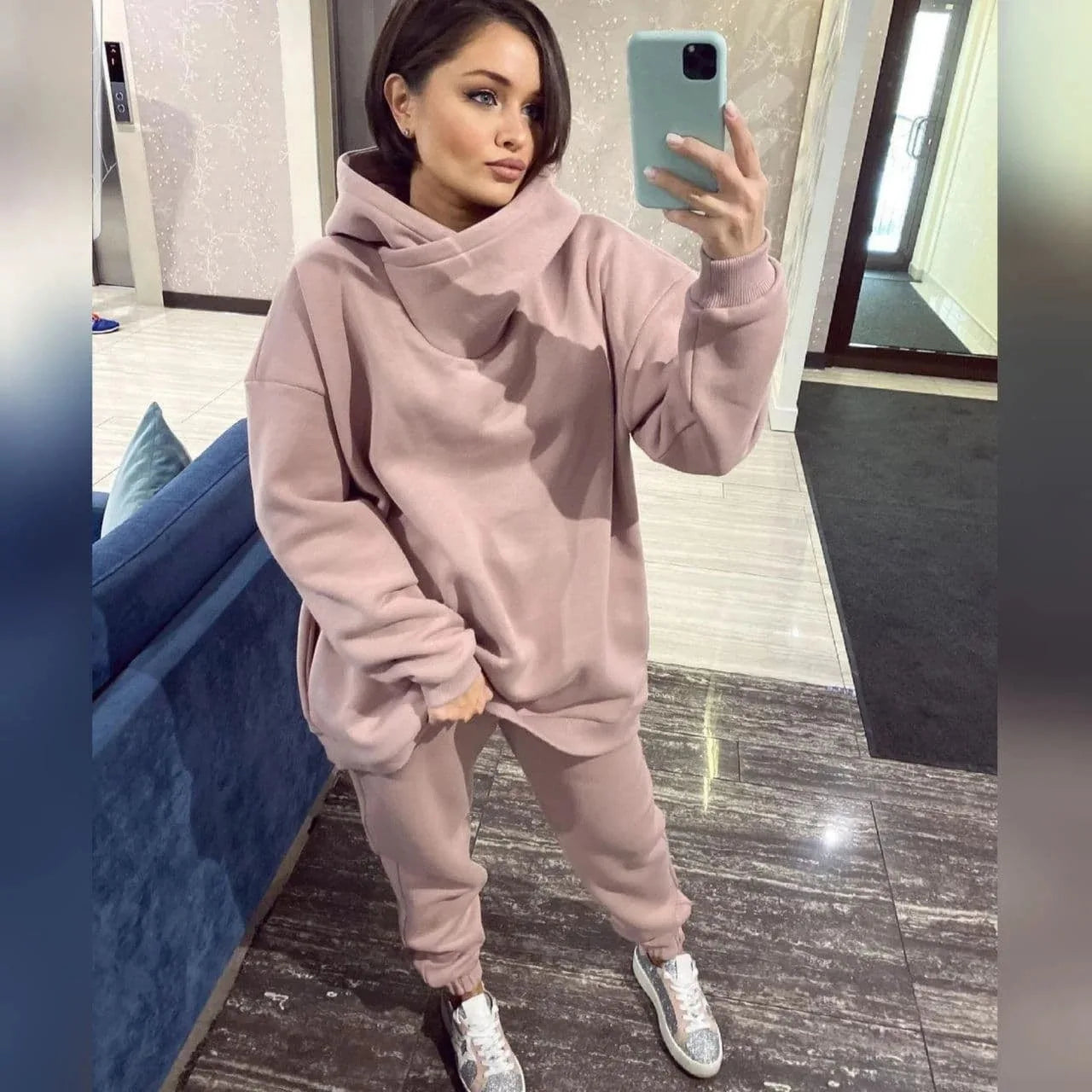 Fashion Women's Sweatshirt Two-piece Set Autumn Winter Casual Streetwear Loose Hoodie Sports Sweatpants Suit 2-piece Suit Woman