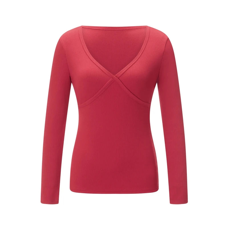 00s Retro Cottage Grunge T-shirt Autumn Ribbed Knitted Long Sleeve Slim Fit Tees Y2K Fairy 90s Vintage V Neck Crop Tops Women
