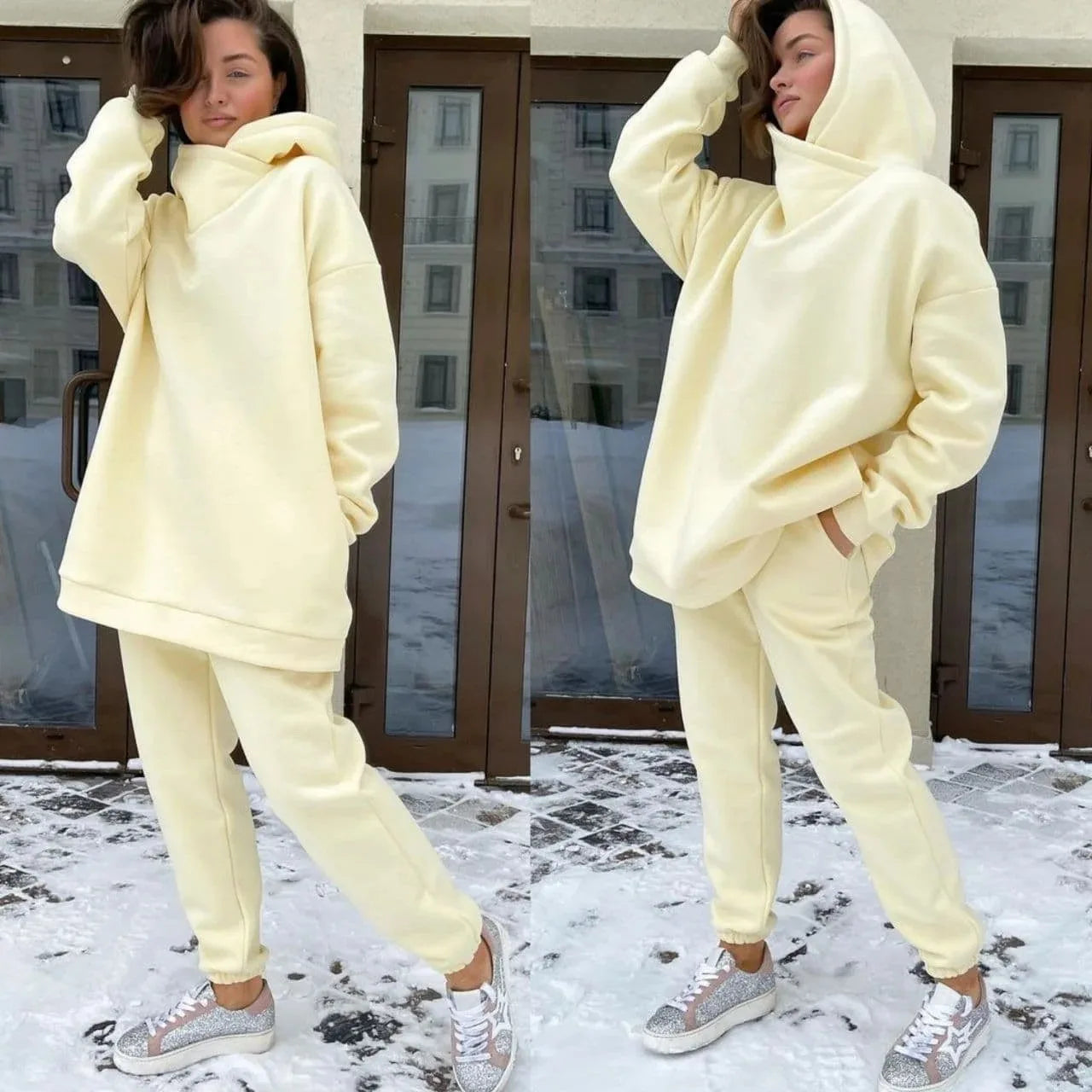 Fashion Women's Sweatshirt Two-piece Set Autumn Winter Casual Streetwear Loose Hoodie Sports Sweatpants Suit 2-piece Suit Woman