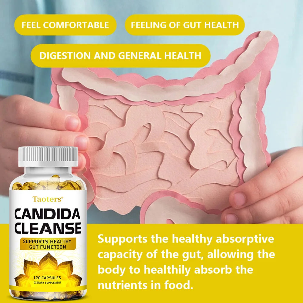 Candida Cleanse - Supporto intestinale e del colon, adatto a uomini e donne, purificante e disintossicante, equilibra la digestione