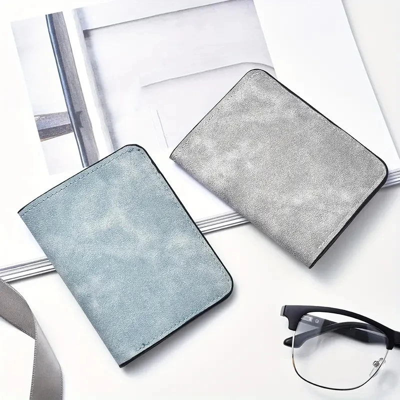Wallet slim / Portafoglio sottile da uomo con più scomparti per carte e porta documenti - Elegante similpelle nera, design portatile