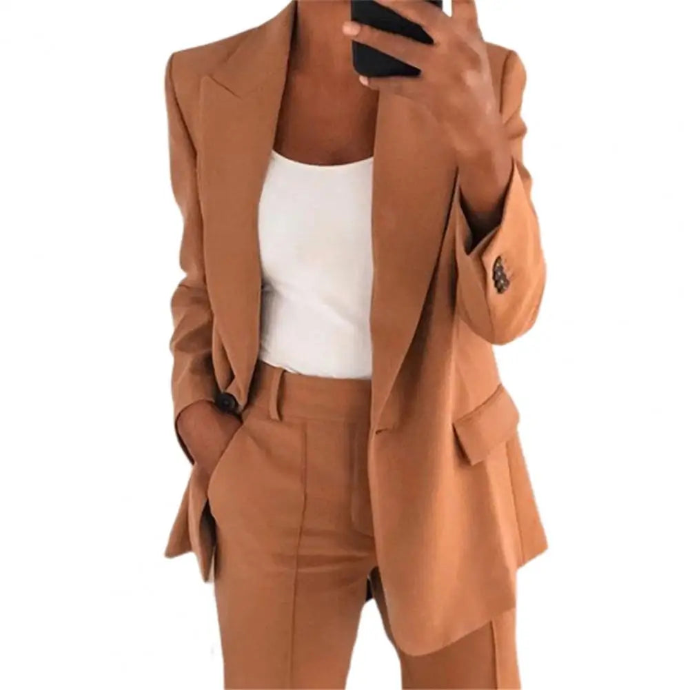 Cappotti donna  Cappotto da completo popolare, tinta unita, manica lunga, tasche finte, cardigan, capospalla per ufficio