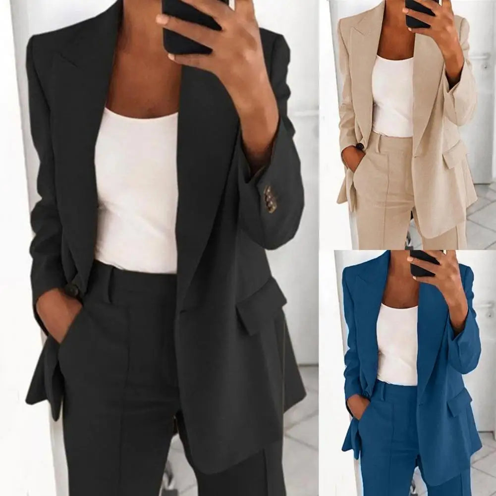 Cappotti donna  Cappotto da completo popolare, tinta unita, manica lunga, tasche finte, cardigan, capospalla per ufficio
