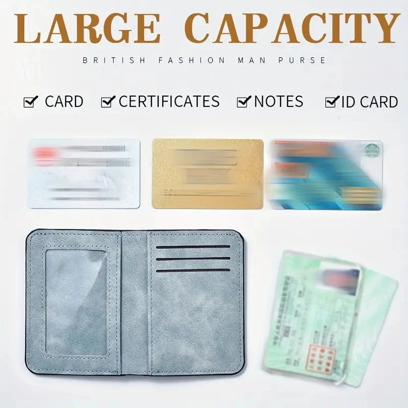 Wallet slim / Portafoglio sottile da uomo con più scomparti per carte e porta documenti - Elegante similpelle nera, design portatile