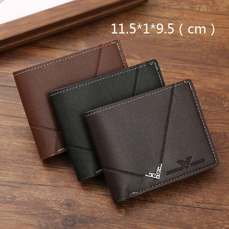 Wallet slim / Portafoglio sottile da uomo con ferma soldi, porta carte di credito, porta documenti, casual, in pelle, corto, porta carte multiuso, portafoglio bifold da uomo d'affari