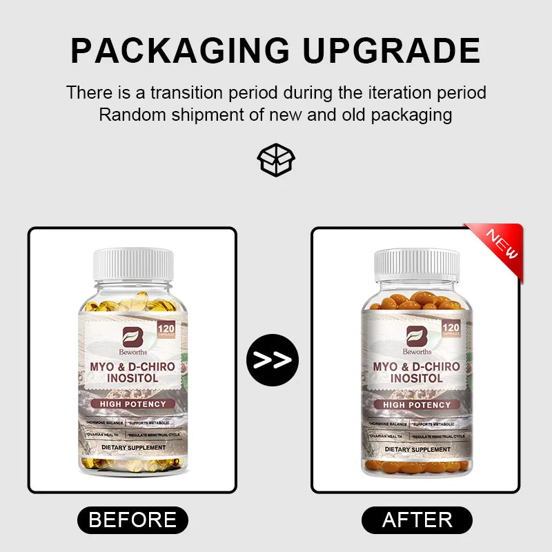 Capsule di inositolo Beworths Myo-Inositol&D-Chiro per la salute riproduttiva delle donne. Supporta la salute ovarica e della fertilità. Equilibrio ormonale.