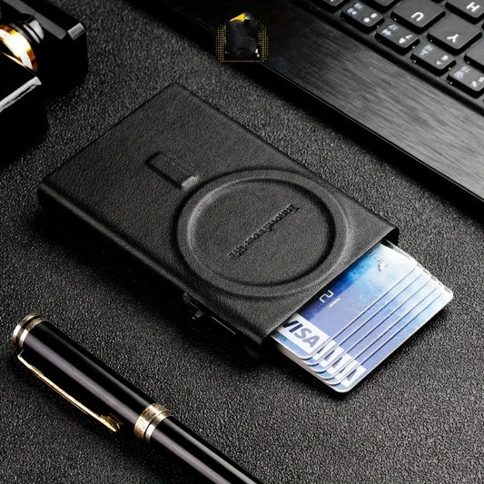 Wallet slim / Portafoglio sottile da uomo - Portafoglio da uomo minimalista con porta carte pop-up, blocco RFID e tasca per soldi, portafogli Stealth Wallet Gifts
