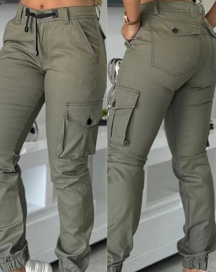 Fashion Workwear Pants Multiple Pockets Design Cuffed Cargo Pants Slim Fit Trousers 2024 Autumn New Casual Work Pants