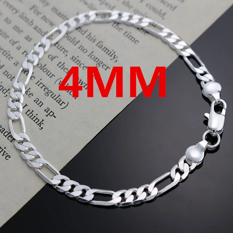 Nuovo arrivo Noble Catena in argento 925 da 4 mm per uomo e donna Bracciale Collana Set di gioielli