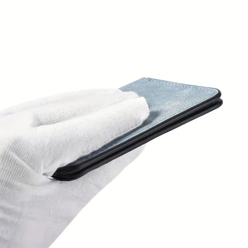 Wallet slim / Portafoglio sottile da uomo con più scomparti per carte e porta documenti - Elegante similpelle nera, design portatile