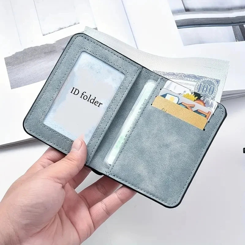 Wallet slim / Portafoglio sottile da uomo con più scomparti per carte e porta documenti - Elegante similpelle nera, design portatile