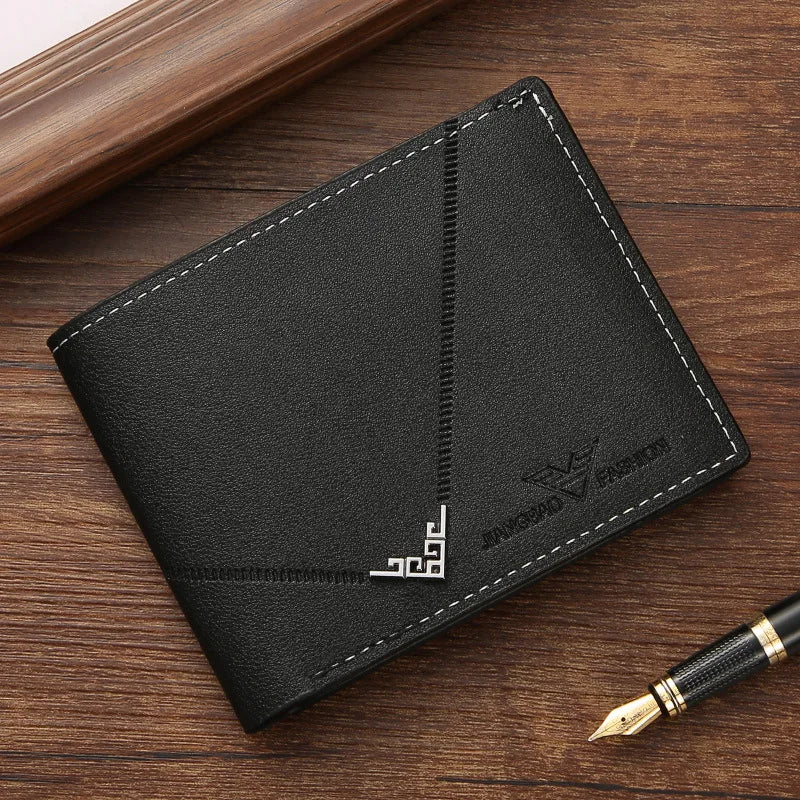 Wallet slim / Portafoglio sottile da uomo con ferma soldi, porta carte di credito, porta documenti, casual, in pelle, corto, porta carte multiuso, portafoglio bifold da uomo d'affari