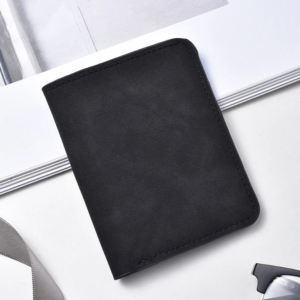 Wallet slim / Portafoglio sottile da uomo con più scomparti per carte e porta documenti - Elegante similpelle nera, design portatile