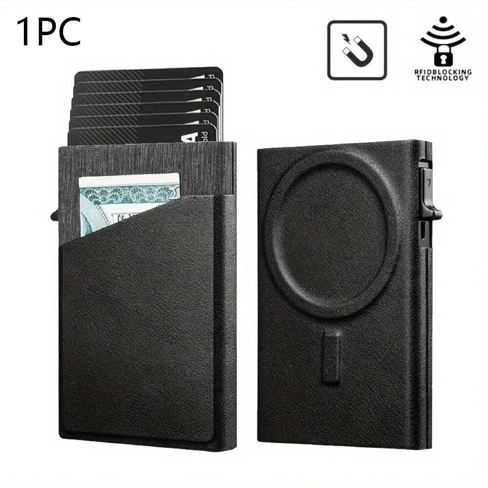 Wallet slim / Portafoglio sottile da uomo - Portafoglio da uomo minimalista con porta carte pop-up, blocco RFID e tasca per soldi, portafogli Stealth Wallet Gifts