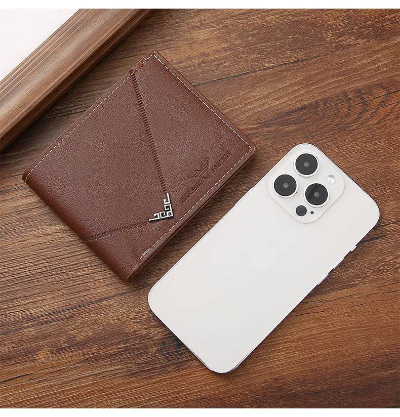 Wallet slim / Portafoglio sottile da uomo con ferma soldi, porta carte di credito, porta documenti, casual, in pelle, corto, porta carte multiuso, portafoglio bifold da uomo d'affari