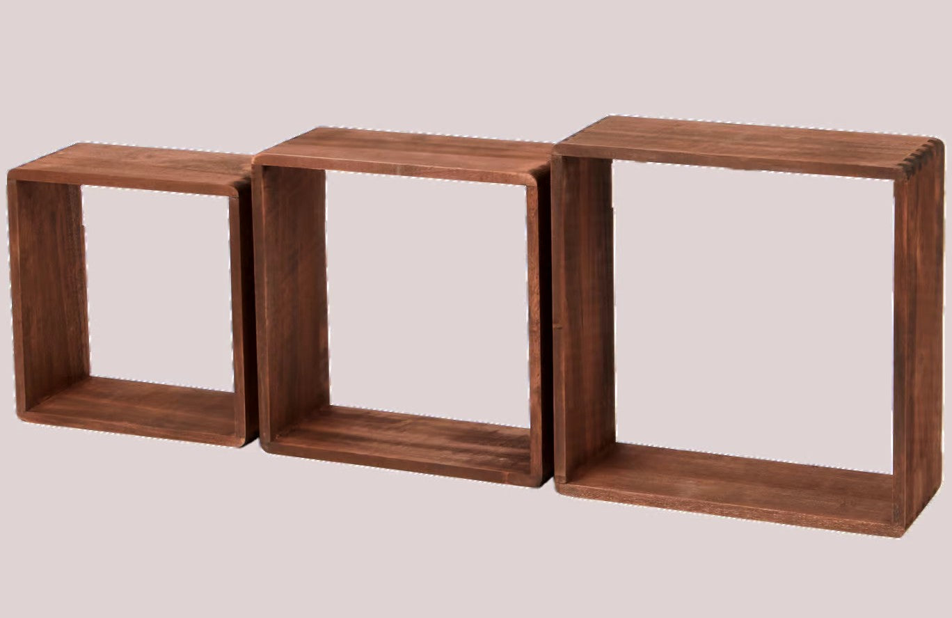 Mensole a cubo in legno-Beige-marrone/Wooden Cube Shelves - Beige/Brown